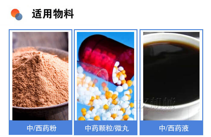 醫(yī)藥振動篩適用物料：中/西藥粉，中藥顆粒/微丸，中/西藥液。