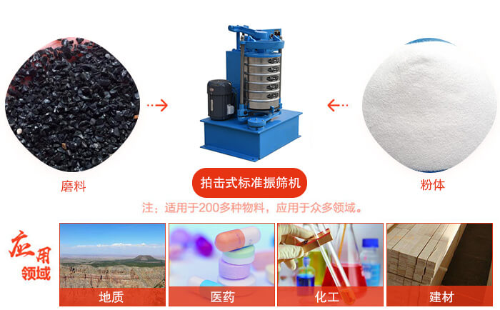 拍擊篩適用于多種物料顆粒狀，粉狀，不規(guī)則物料的篩分。